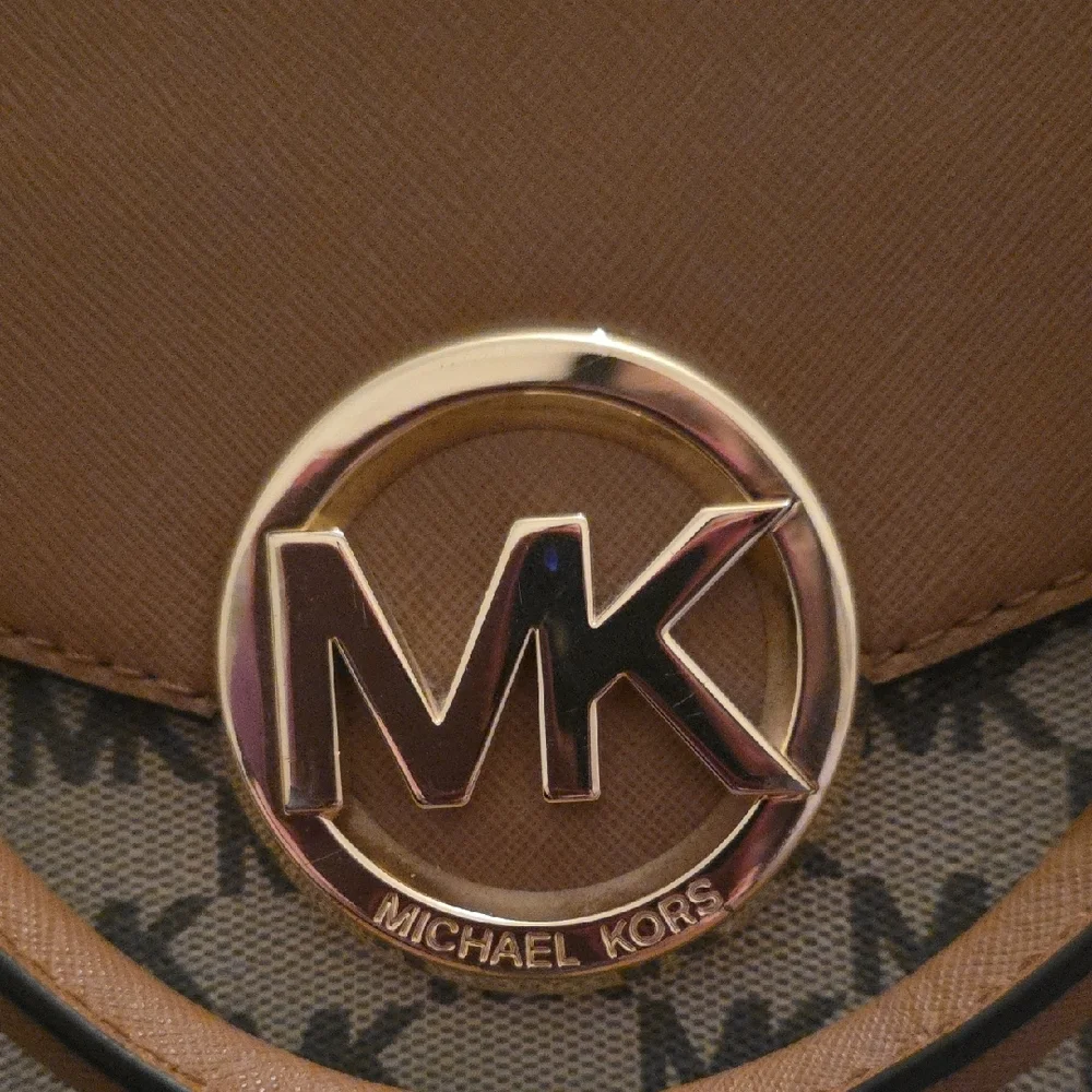 Michael Kors Brown MK Logo Satchel with Gold Accent - Picture 5 of 7